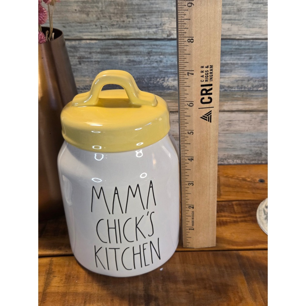 Rae Dunn Mama Chicks Kitchen Ceramic Canister White with Yellow Lid Farmhouse - Picture 12 of 13